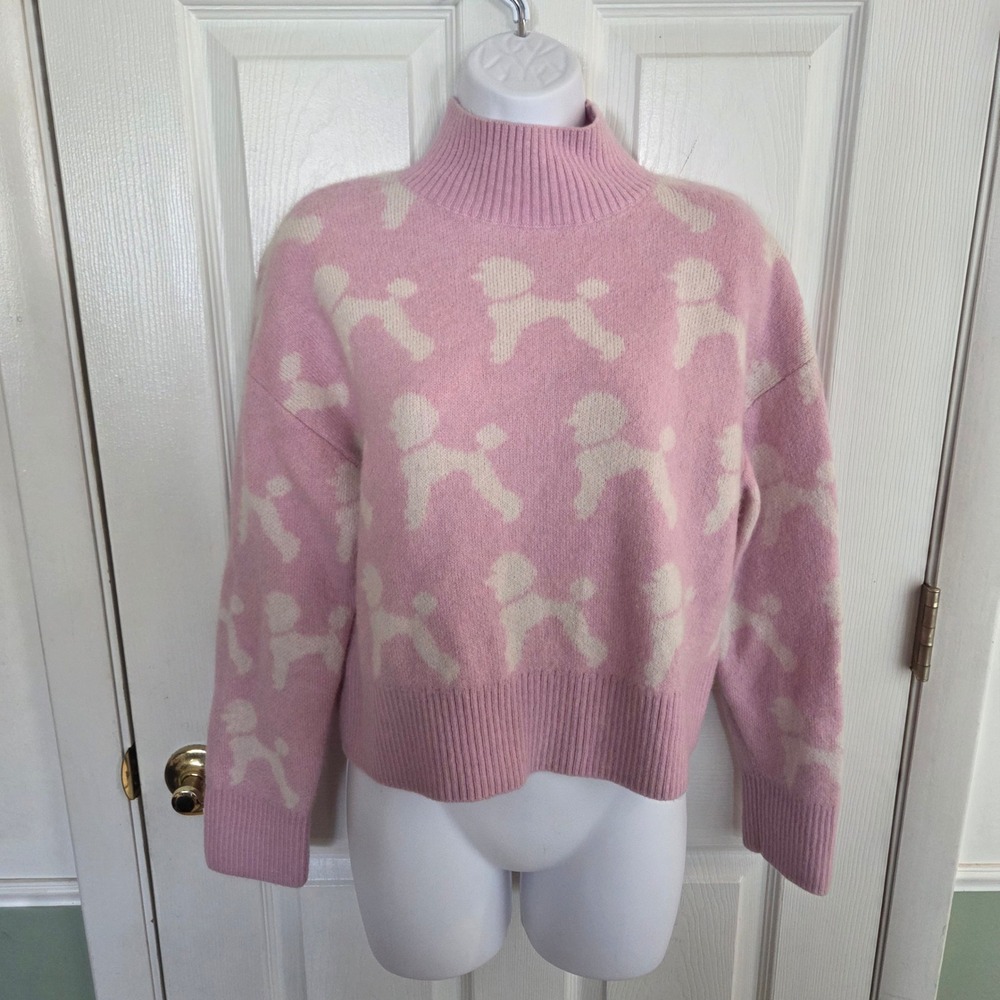 & Other Stories Pink Poodle Alpaca Wool Blend Mock Neck Cropped Sweater Small